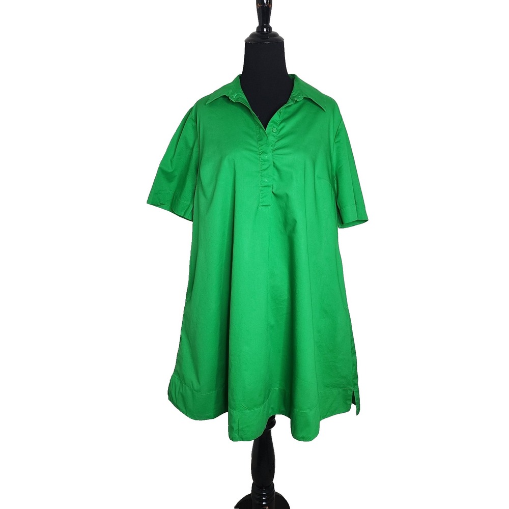 Old Navy Women's Green Collared Button Front Cotton Shirt Dress M 100% Cotton
